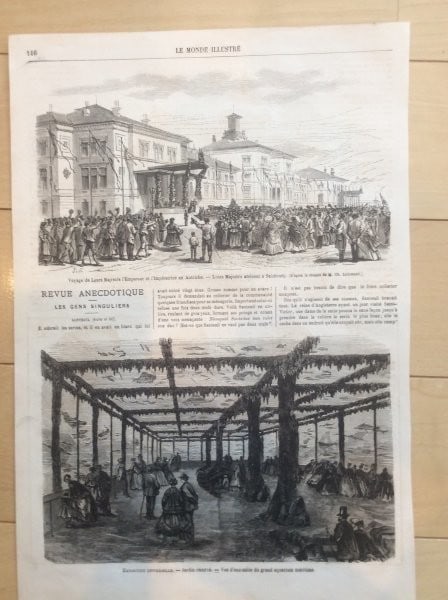 Paris Exposition Universelle 1867 Marine Aquarium Interior Original Engraving (1 of 2)