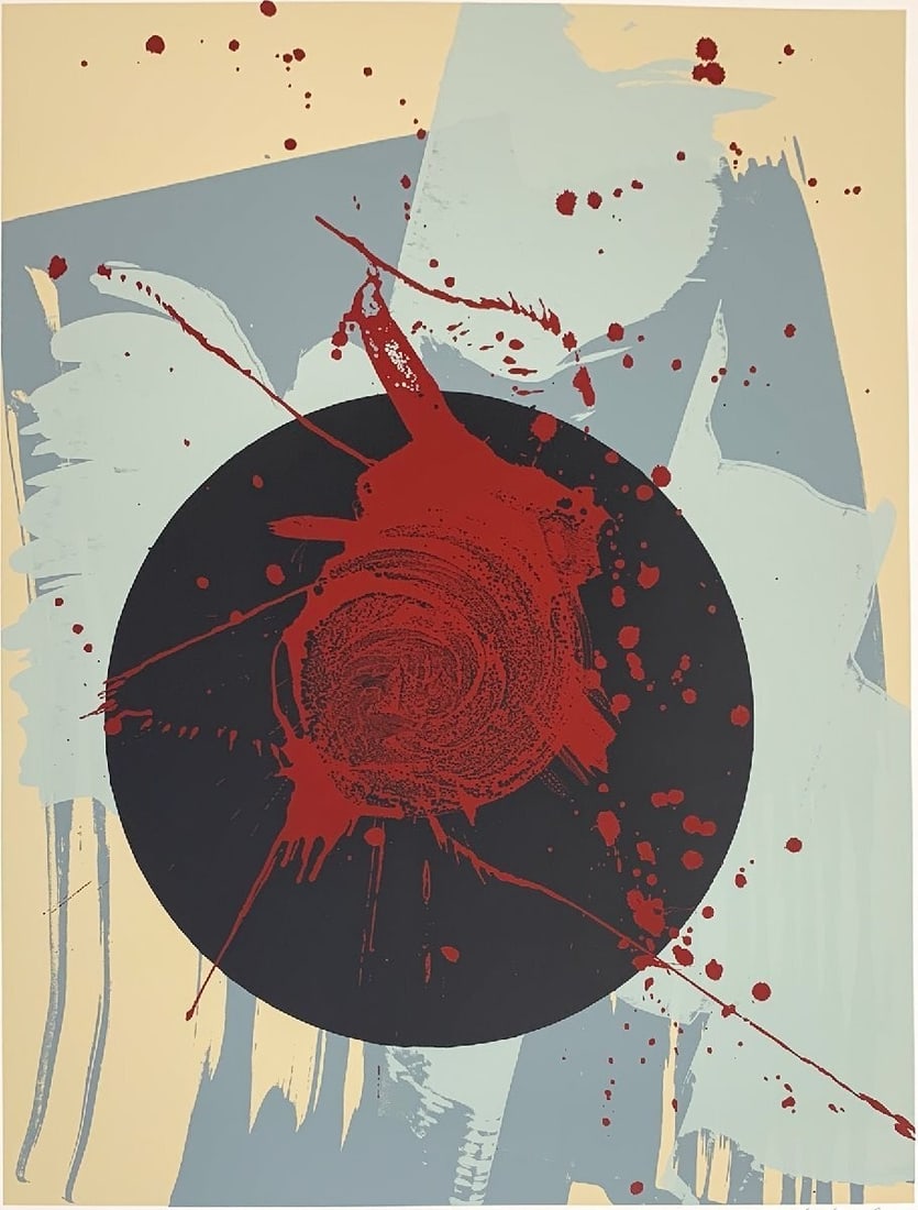 Black Circle Silkscreen Ed Moden Art Signed 1993 Only Sheet Kazuo Shiraga (1 of 10)