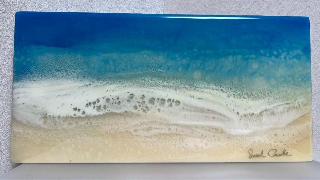Sarah Caudle All will be Swell 4 Original Painting Resin Art 2019 Signed Rare (1 of 6)