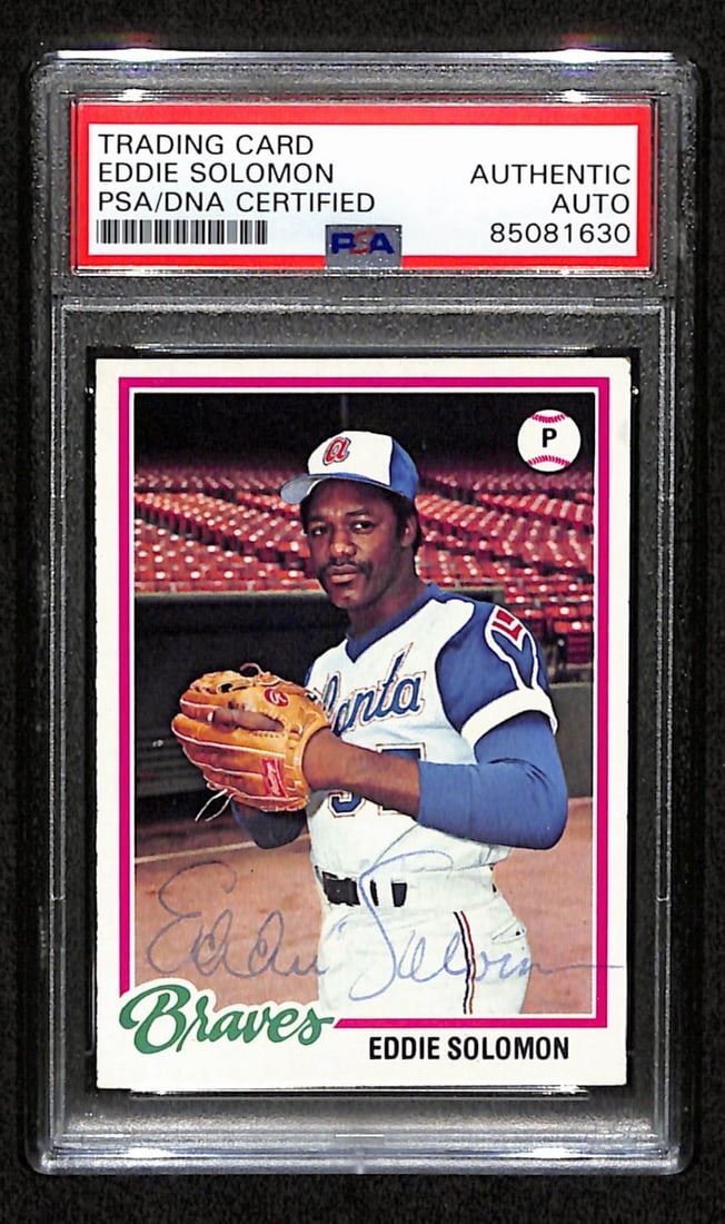Eddie Solomon Signed 1978 Topps Card #598 Atlanta Braves PSA/ DNA 184499 (1 of 2)