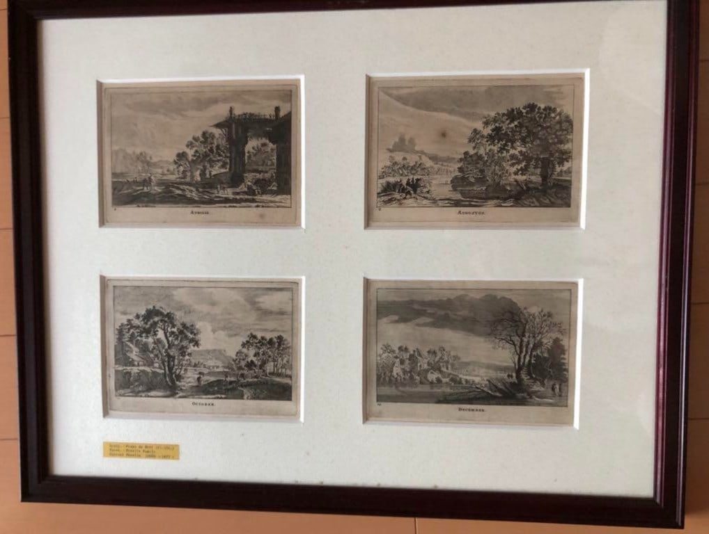 Gabriel Perelle 17th C Engravings Set of 4 Months Etchings Frans de Witt France (1 of 6)