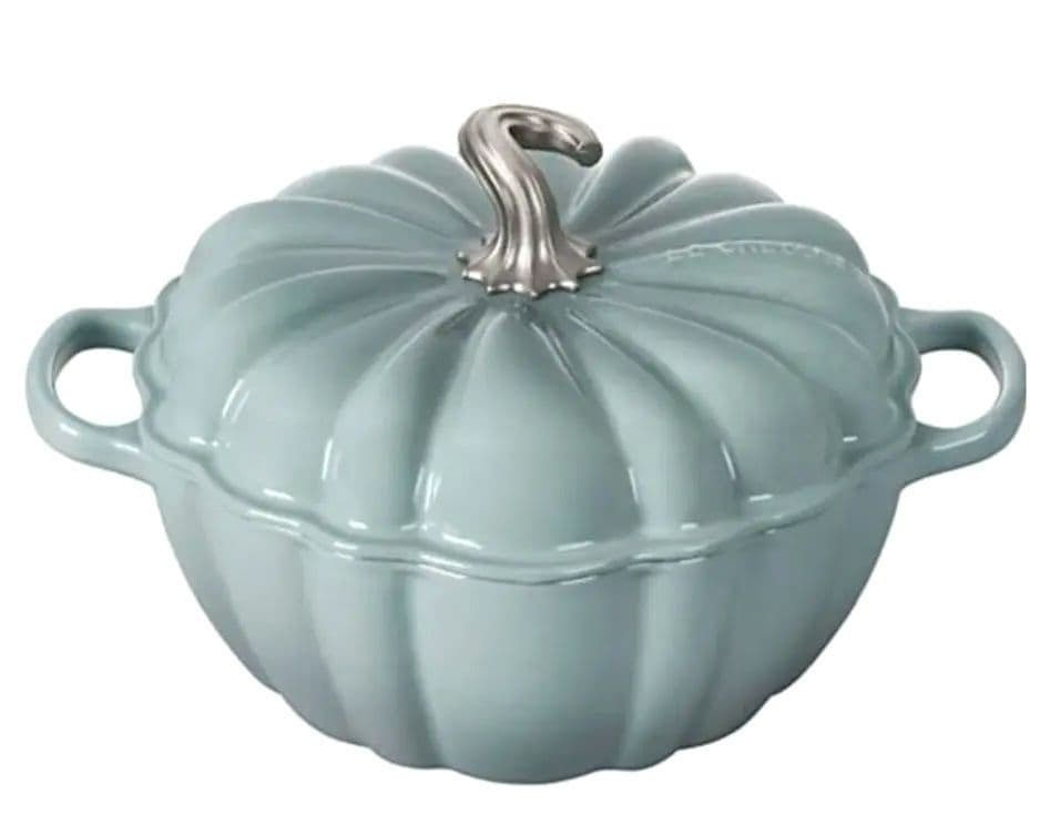 Le Creuset Pumpkin Cocotte 24 9.4in 4QT Sea Salt Enameled Cast Iron France (1 of 8)