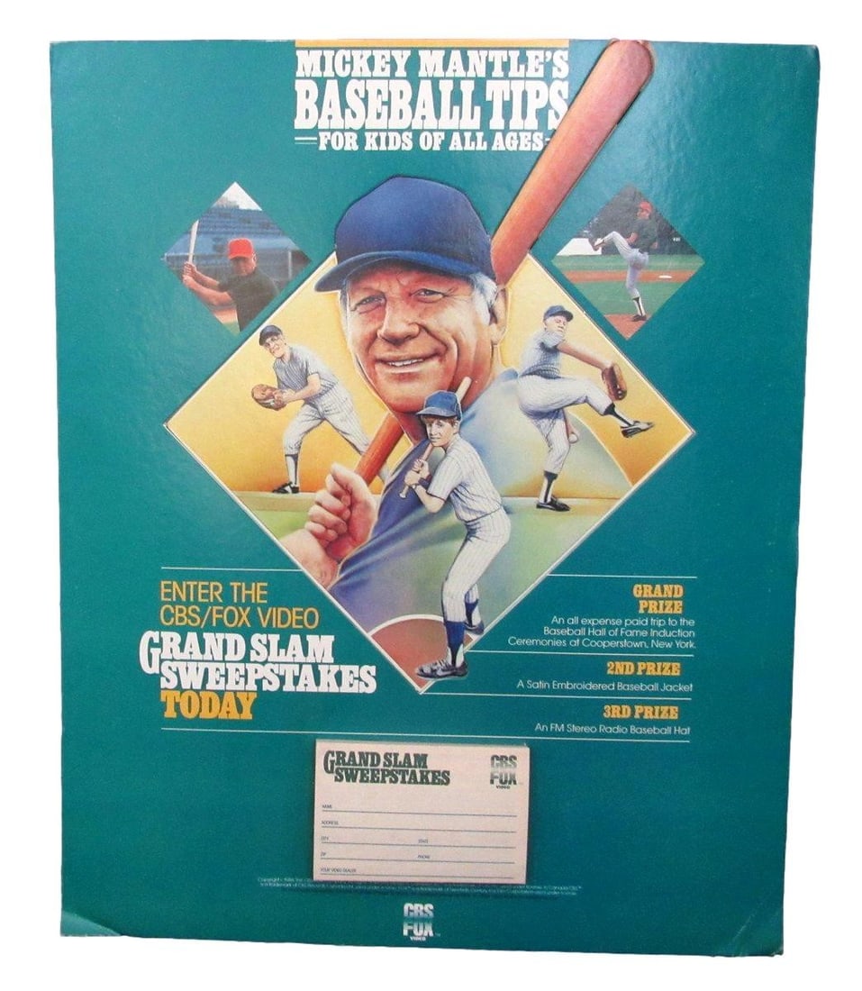 1986 Mickey Mantle's Baseball Tips for Kids 14x17 Store Display 195616 (1 of 6)