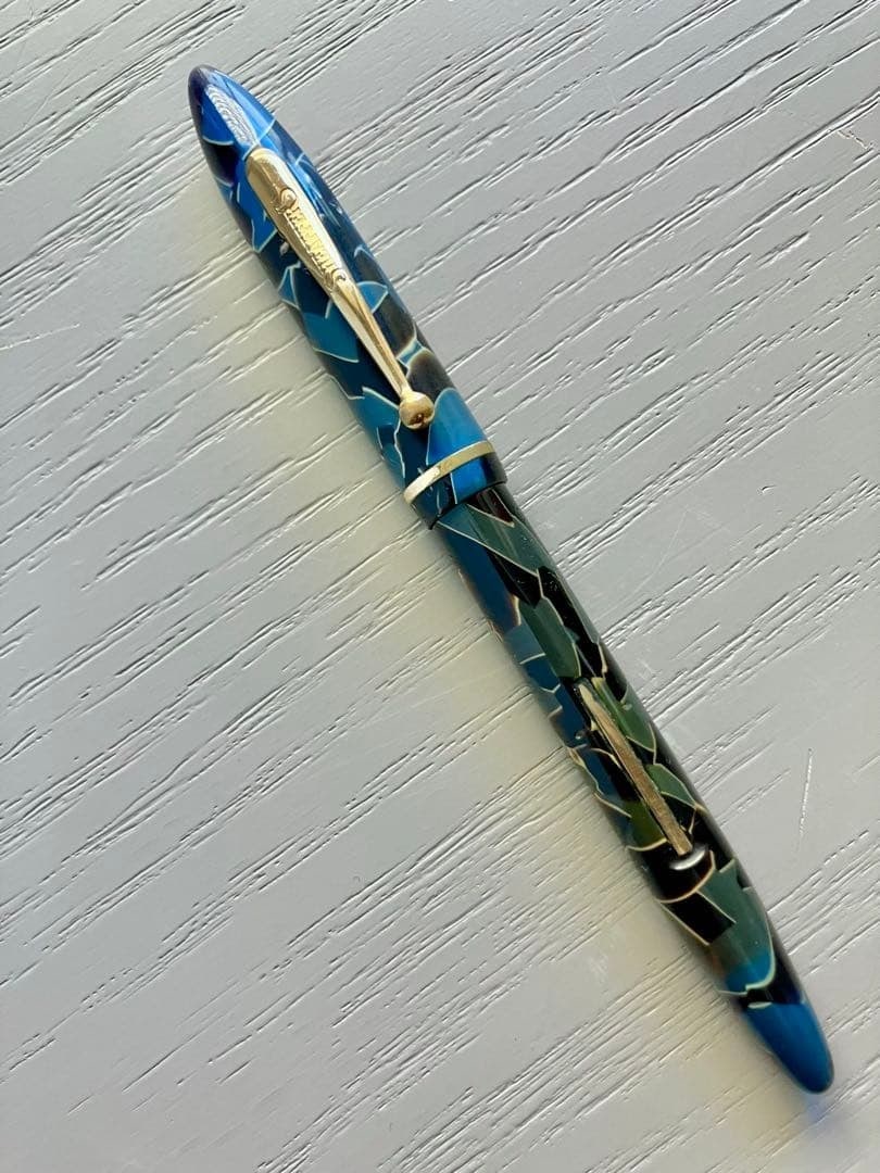 Sheaffer fountain pen balance Marble Blue Black Lever Fill Vintage (1 of 7)