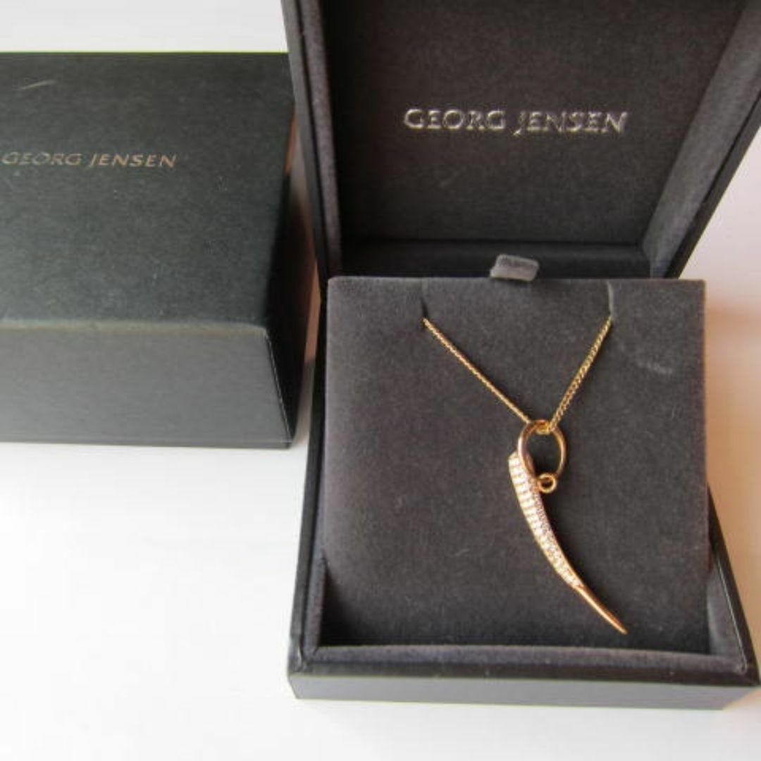 Georg Jensen UNO GOLD Pendant Yellow Gold 18K Diamond Necklace 17.7 inches (1 of 10)