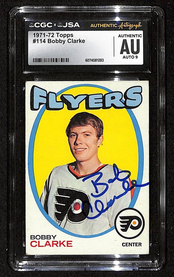 Bobby Clarke HOF Signed/ Auto 1971-72 TOPPS Card #114 Flyers CGC/ JSA 200880 (1 of 1)
