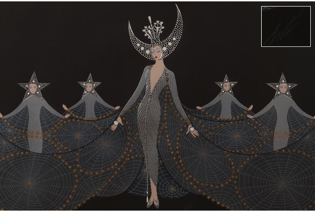 No Frame ERTE Queen of the Night Signed Limited Edition 104/ 300 Embossed Art: No Frame ERTE Queen of the Night Signed Limited Edition 104/ 300 Embossed Art Item Specifics: Artist: Erte Unit Of Sale: Single Piece Signed By: Erte Signed: Yes Material: Paper Framing: Unframed Orig