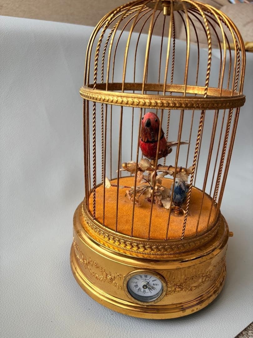 VINTAGE SWISS MUSIC BOX CAGE AUTOMATON BIRD WITH REUGE SINGING (1 of 20)