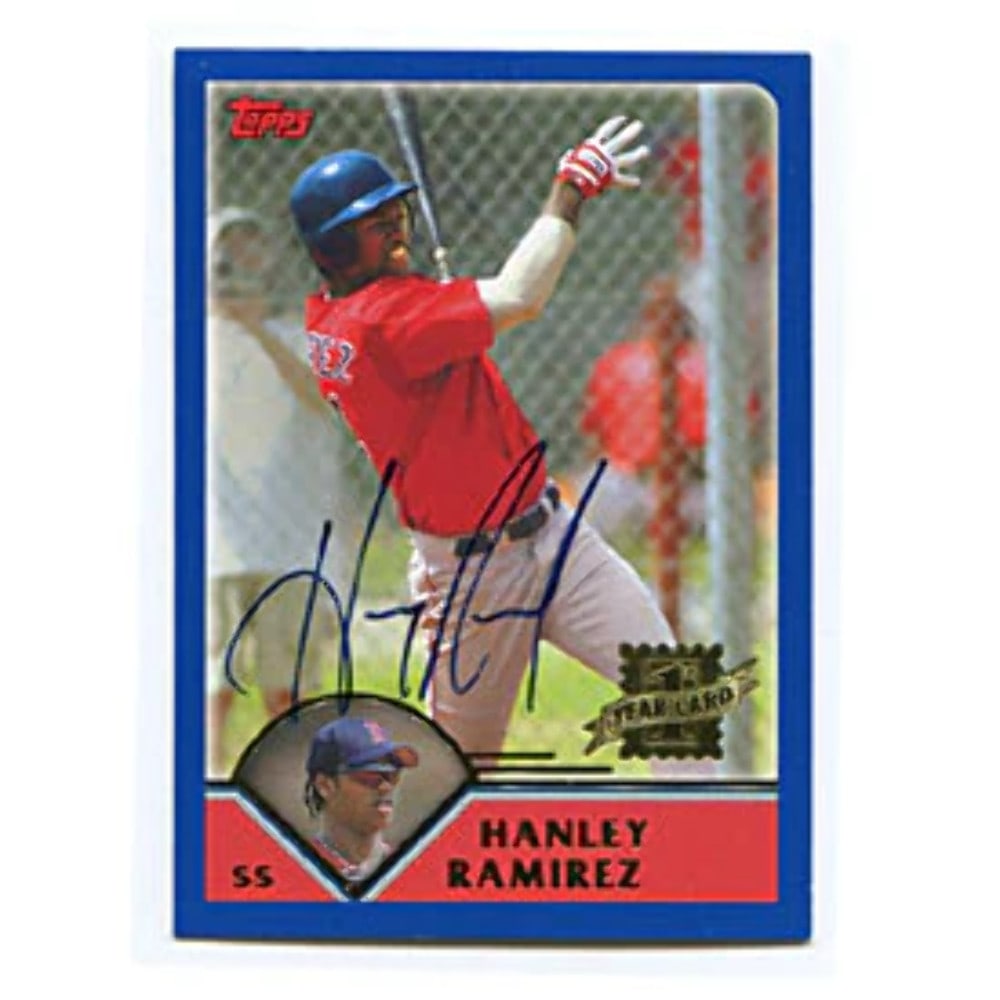 Signed by Hanley Ramirez 1st Year Topps 2003 Card: Signed by Hanley Ramirez 1st Year Topps 2003 Card Signed by Hanley Ramirez in 2003, this Topps card marks the beginning of his MLB career. The autograph bears the signature of the future Hall of