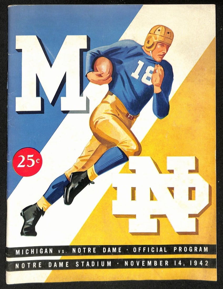 1942 Michigan vs Notre Dame Vintage College Football Game Program 195831 (1 of 5)