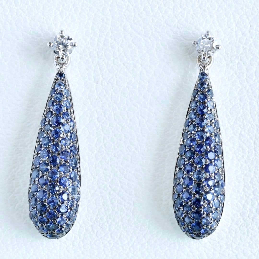 Crivelli Italy Blue Sapphire Diamond 18k White Black Gold Drop Dangle Earrings: Crivelli Italy Blue Sapphire Diamond 18k White Black Gold Drop Dangle Earrings Item Specifics: Antique: No Shape: Teardrop Closure: Butterfly Occasion: Anniversary Birthday Christening Christmas