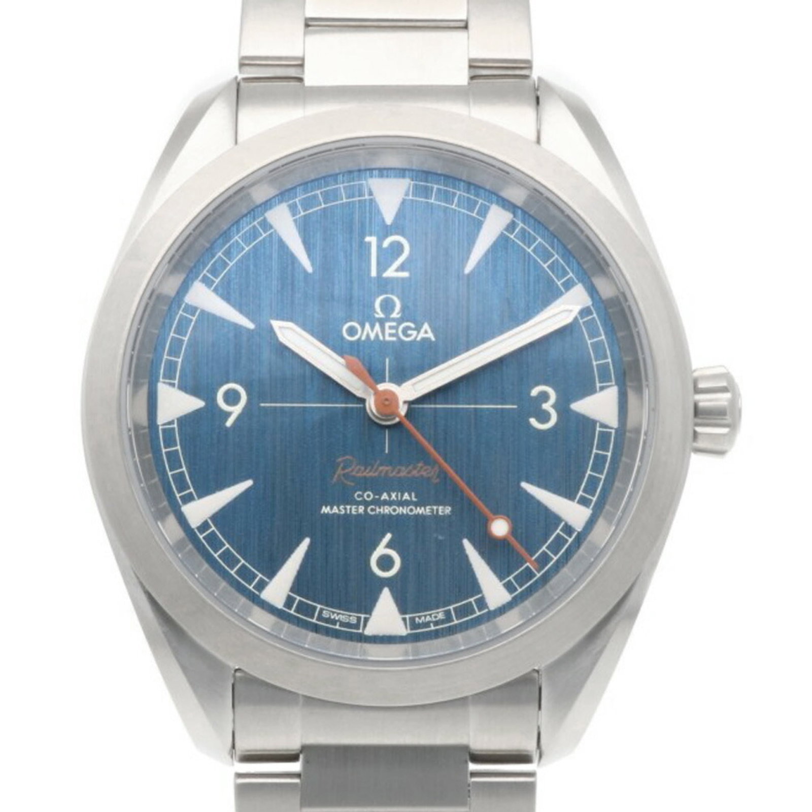 Omega Wristwatch: Omega Wristwatch Stainless steel case and band provide a sleek, modern look. The silver case with blue dial gives the Omega wristwatch a sporty yet sophisticated appearance. With its durable construct