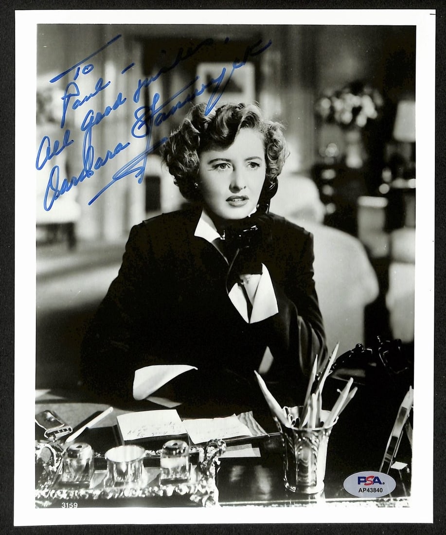Barbara Stanwyck Actor Signed/ Inscribed Vintage 8x10 B/ W Photo PSA/ DNA 196888: Barbara Stanwyck Actor Signed/ Inscribed Vintage 8x10 B/ W Photo PSA/ DNA 196888 Item Specifics: Autograph Authentication: Professional Sports (PSA/DNA) Industry: Movies Original/Reproduction: