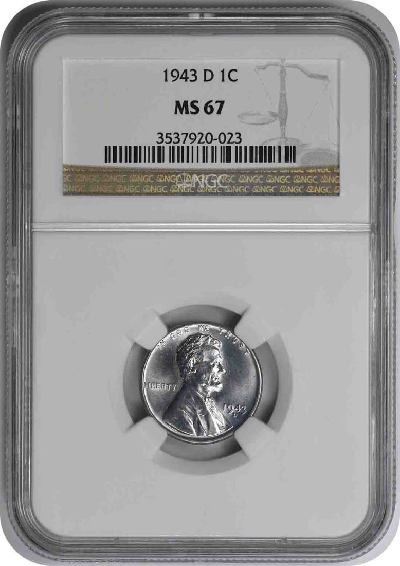 1943-D Steel Lincoln Cent MS67 NGC (1 of 1)