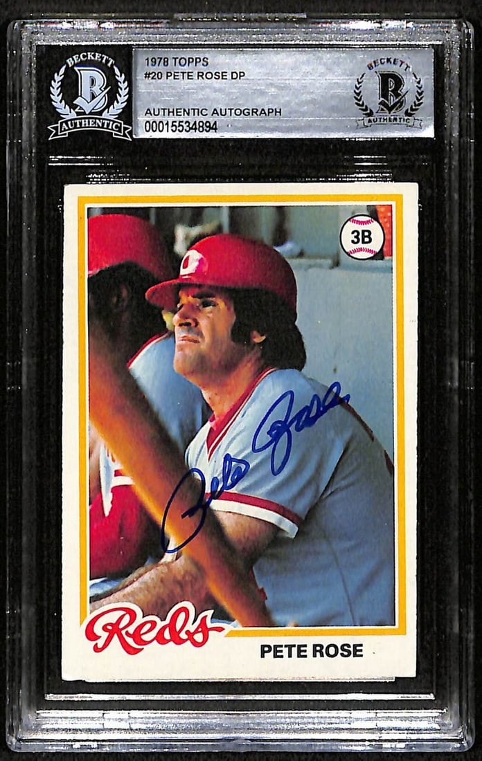 1978 Topps Pete Rose Signed/ Autographed Card #20 Reds BAS/ Beckett 197093: 1978 Topps Pete Rose Signed/ Autographed Card #20 Reds BAS/ Beckett 197093 Authentic 1978 Topps Pete Rose signed card #20 Reds, graded by Beckett as BAS (Basic Authentication Service) with