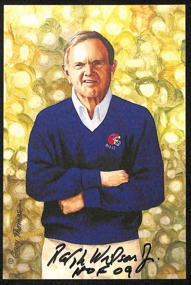 Ralph Wilson Jr. Signed/ Inscr GLAC Goal Line Art Postcard Gold Seal 62/ 100 PSA (1 of 2)