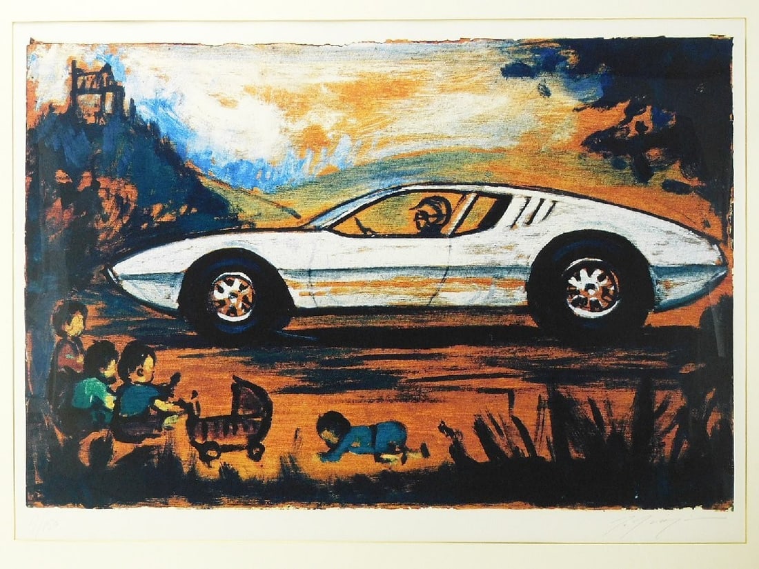 Giorgetto Giugiaro Dreaming Children Lithograph Signed Italdesign Framed (1 of 9)