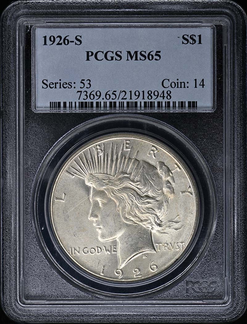 PCGS MS65 1926 S 1 Dollar Peace (1 of 2)