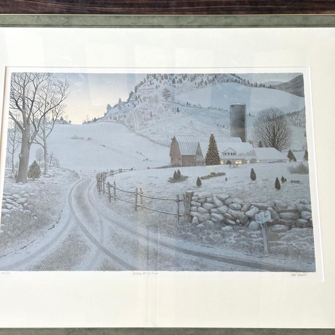 Mel Hunter Lithograph Holiday at Sky Farm Signed Limited Winter Landscape Art (1 of 13)