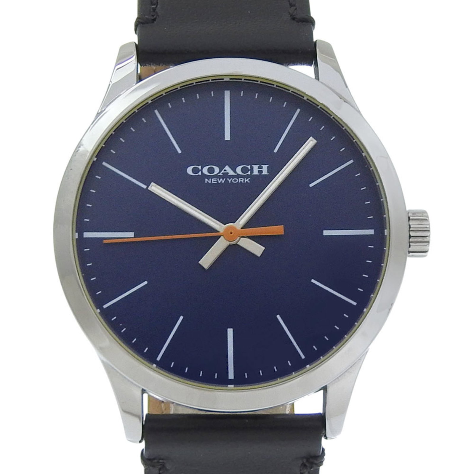 Coach Wristwatch: Coach Wristwatch Stainless steel case with a blue dial, this Coach wristwatch boasts a classic design. The watch measures 40mm in diameter and is suitable for wrists ranging from 15cm to 21cm. With