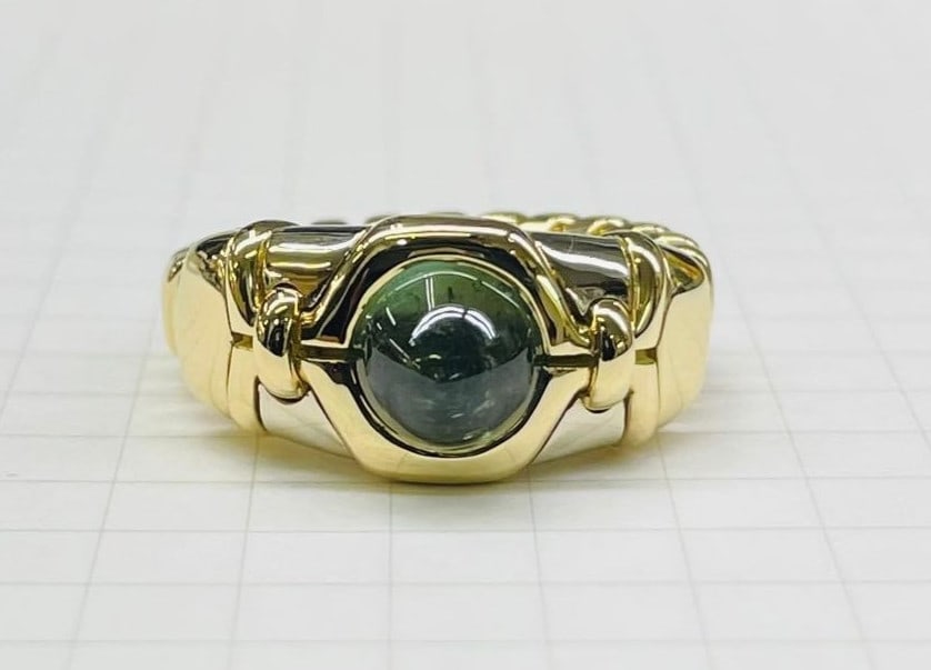 Bulgari Bvlgari Vintage Green Tourmaline 18k Yellow White Gold Stretchable Ring: Bulgari Bvlgari Vintage Green Tourmaline 18k Yellow White Gold Stretchable Ring Item Specifics: Shape: Round Occasion: Anniversary Birthday Christening Christmas Engagement Graduation Mother"s Day Val