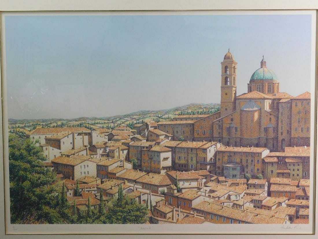 Andrew Price Urbino II Signed Silkscreen Italian Cityscape Framed Art (1 of 10)