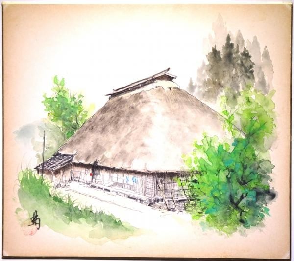Kiichiro Hayashi original art private house in shikishi drawing Bingo Japan: Kiichiro Hayashi original art private house in shikishi drawing Bingo Japan Item Specifics: Artist: Kiichiro Hayashi Subject: Traditional Japanese Farmhouse (Minka) Material: Pencil and color on