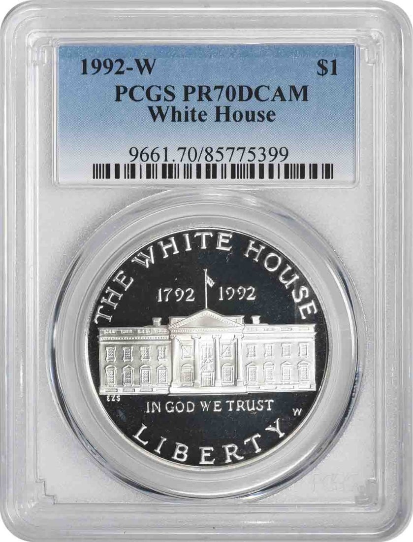 Commemorative Silver Dollar White House 1992 PR70DCAM PCGS: Commemorative Silver Dollar White House 1992 PR70DCAM PCGS The Commemorative Silver Dollar features a striking design by Edgar Z. Steever and Chester Y. Martin, commemorating the White House in 1992. 