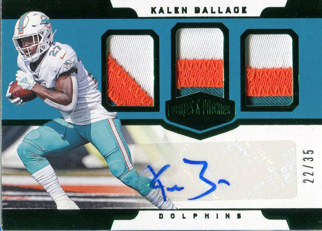 Kalen Ballage Autographed 2018 Panini Plates & Patches Rookie Jersey Card (1 of 1)
