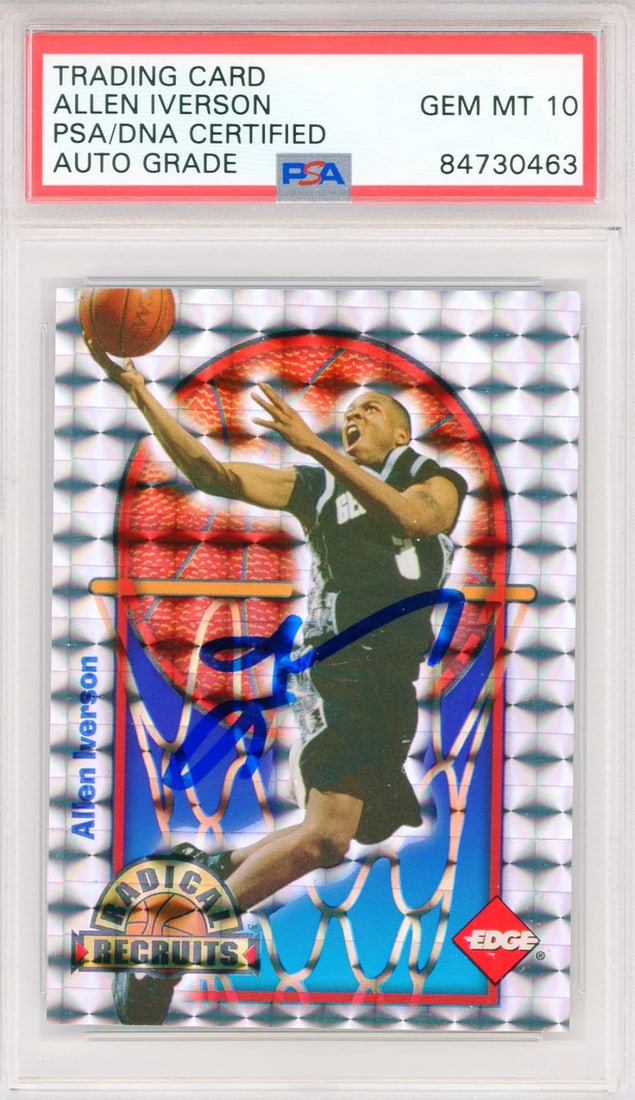 Allen Iverson Autographed 1996 Collector's Edge Radical Recruits Promo Card #PR1: Allen Iverson Autographed 1996 Collector's Edge Radical Recruits Promo Card #PR1 Item Specifics: Brand: PSA/DNA Allen Iverson Autographed 1996 Collector's Edge Radical Recruits Promo Card #PR1 Card