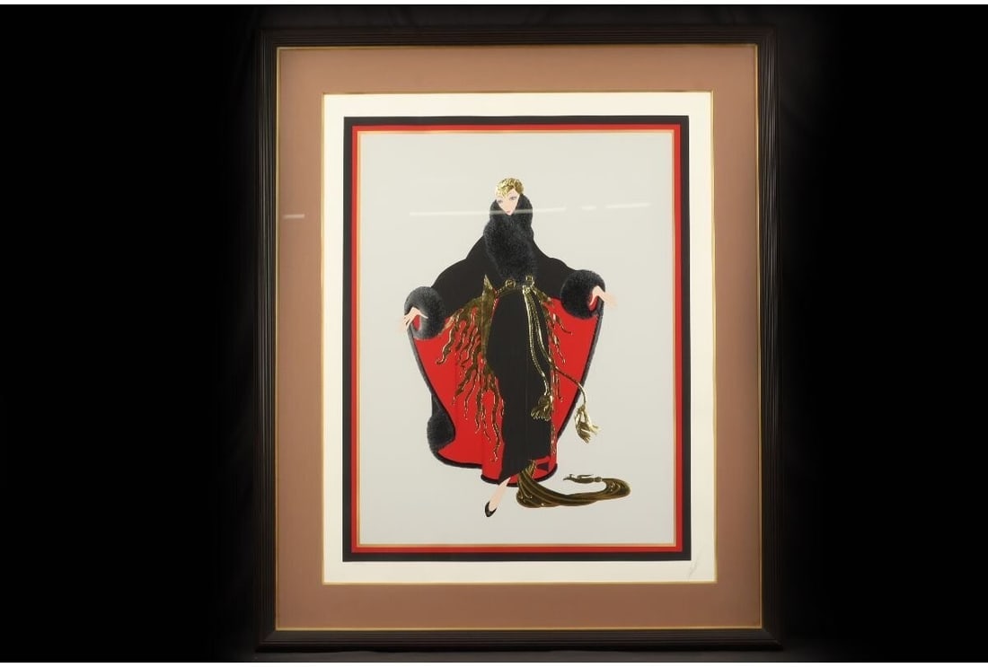 Art Deco signed limited edition hand framed lithograph silkscreen erte honore (1 of 10)