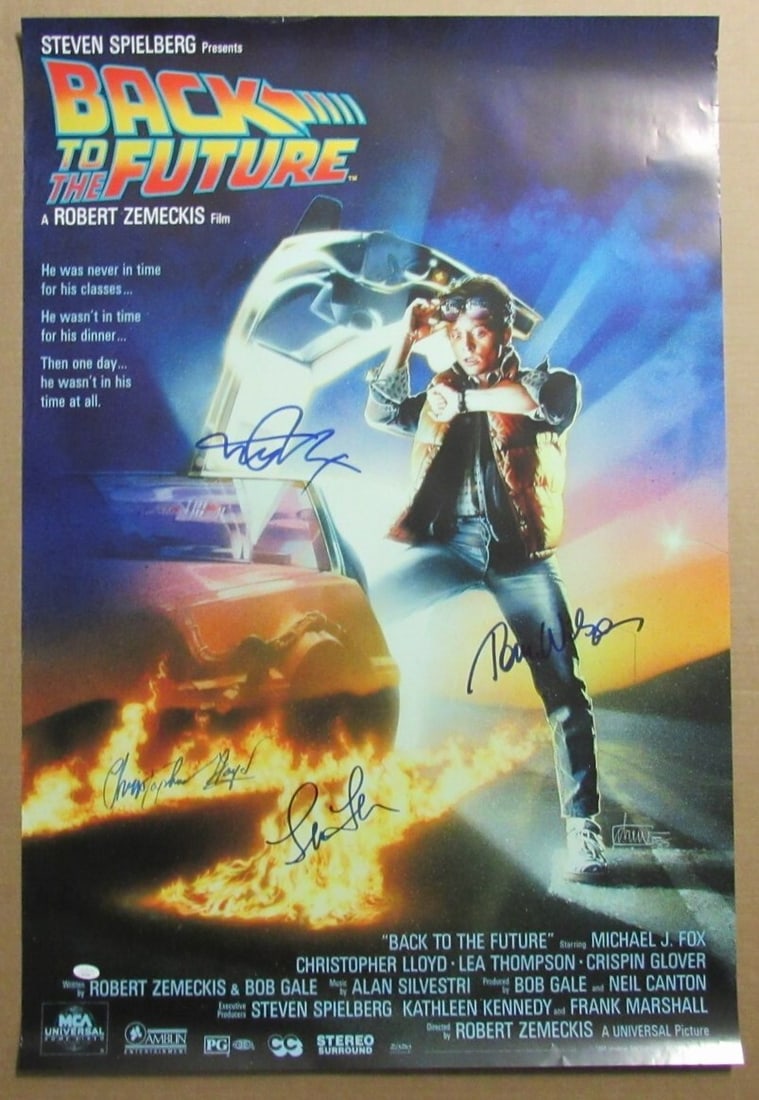 Back to the Future Multi-Autographed by 4 Actors 27x40 Movie Poster JSA: Back to the Future Multi-Autographed by 4 Actors 27x40 Movie Poster JSA Item Specifics: Industry: Movies Signed By: Michael J Fox Signed: Yes Original/Reprint: Original Original/Reproduction: Original