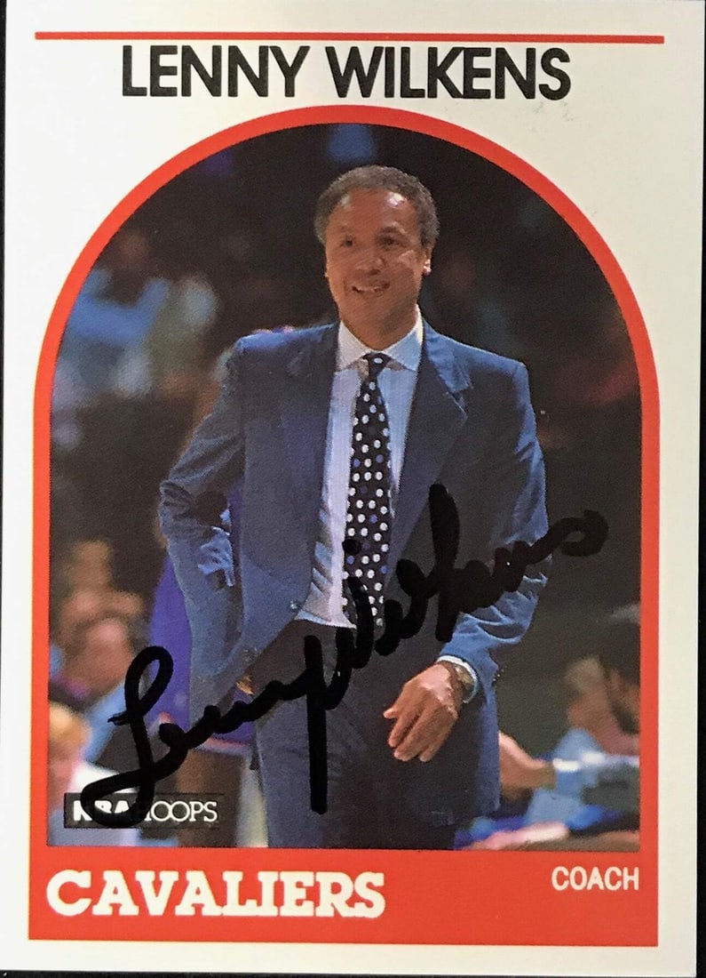NBA hoops card signed by Lenny Wilkens 1989 (1 of 2)