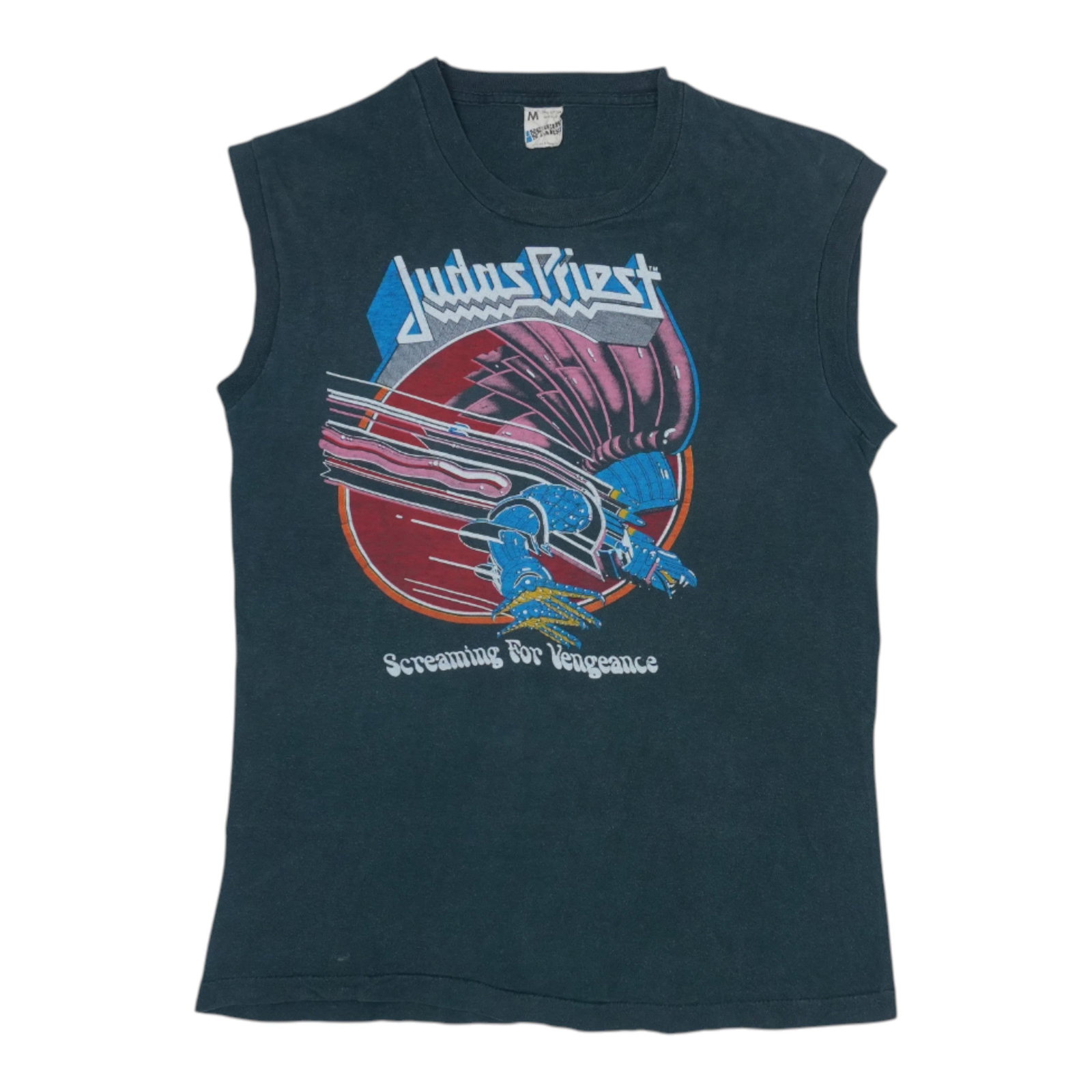 1982 Judas Priest Screaming For Vengeance Tour Sleeveless Shirt: 1982 Judas Priest Screaming For Vengeance Tour Sleeveless Shirt Sleeveless shirt from the iconic 1982 Judas Priest Screaming For Vengeance Tour, featuring front and back graphics. Made from 100% cotto