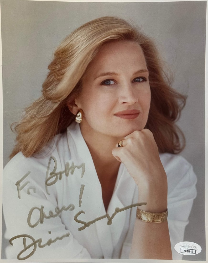 Diane Sawyer Autographed 8x10 Celebrity Photo (JSA): Diane Sawyer Autographed 8x10 Celebrity Photo (JSA) Diane Sawyer's gold sharpie signature reads "To Bobby Cheers" across the front of this 8x10 celebrity photo, bearing witness to a personal touch. Th