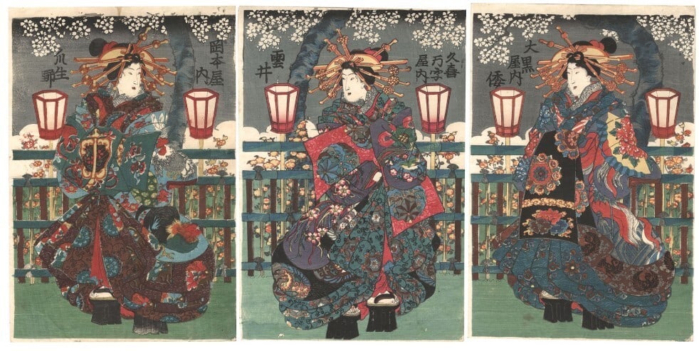 Ukiyo-e Japan Woodblock Prints Beauty Women Kanzashi Kimono Edo-period Triptych: Ukiyo-e Japan Woodblock Prints Beauty Women Kanzashi Kimono Edo-period Triptych Item Specifics: Primary Material: Paper Type: Japanese Woodblock Print Color: Multi-Color Original/Reproduction: Antique