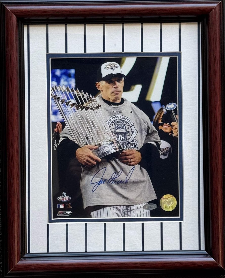 Joe Girardi Autographed 8x10 Framed Yankees Photo (Steiner): Joe Girardi Autographed 8x10 Framed Yankees Photo (Steiner) Joe Girardi's silver sharpie signature adds a touch of authenticity to this 8x10 framed photo, showcasing his time with the New York Yankees