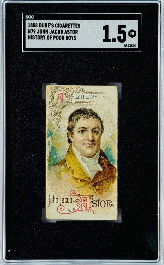 1888 Dukes Cigarettes N79 John Jacob Astor History Of Poor Boys SGC 1.5: 1888 Dukes Cigarettes N79 John Jacob Astor History Of Poor Boys SGC 1.5 SGC 1.5 graded, this 1888 Dukes Cigarettes N79 John Jacob Astor History Of Poor Boys cigarette features a notable history and a