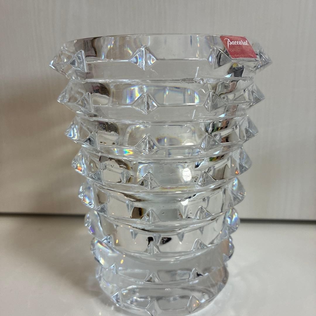 Crystal clear glass cylindrical vase H 5.1in art eye flower baccarat (1 of 9)