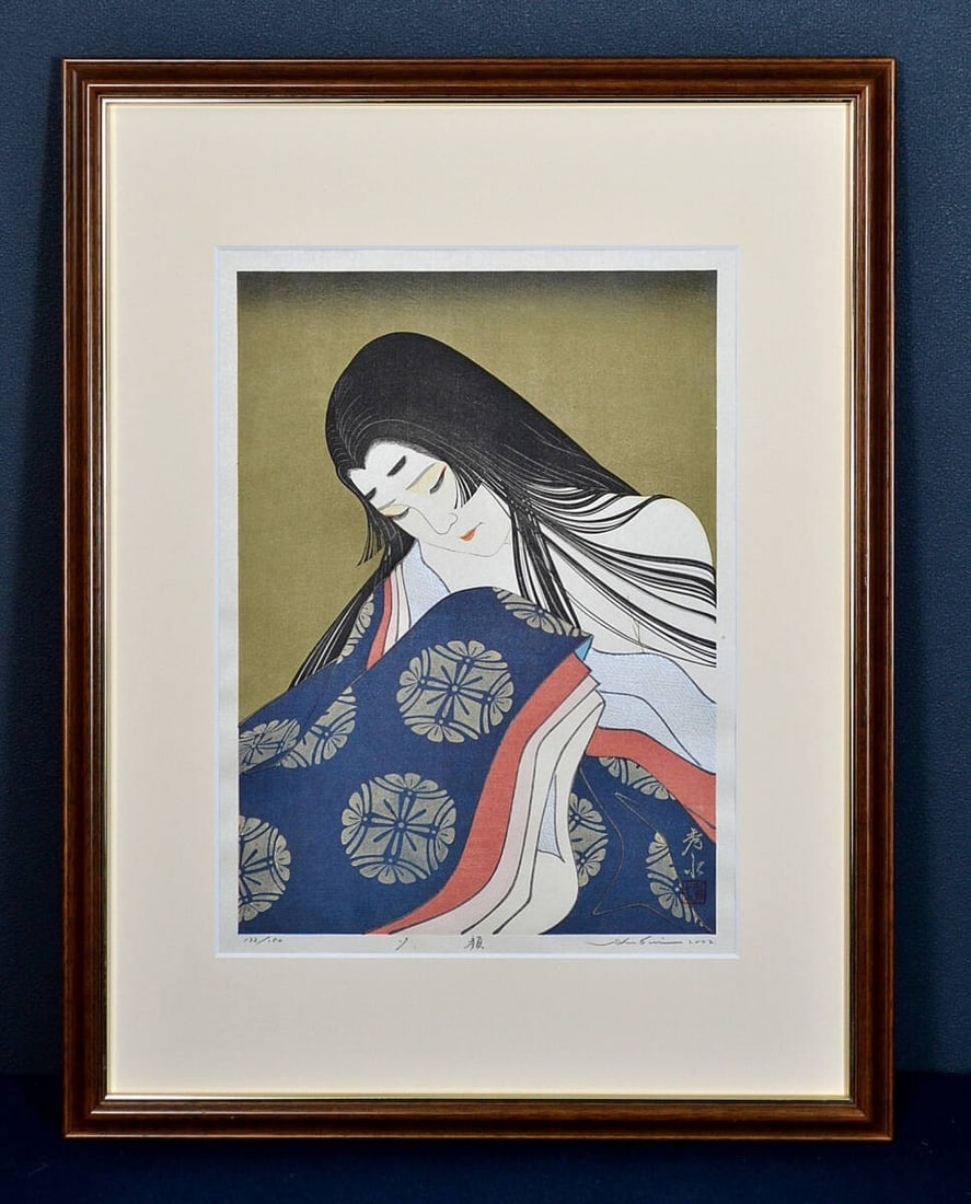 Shusui Taki Genji Yugao Woodblock Print Signed ED150 Japanese Beauty Framed: Shusui Taki Genji Yugao Woodblock Print Signed ED150 Japanese Beauty Framed Item Specifics: Unit Of Sale: Single Piece Artist: Shusui Taki (Long Xiu Shui ) Signed By: Shusui Taki Image Orientation: Po