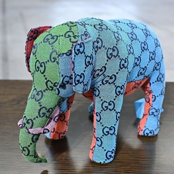 Elephant plush toy decorative pattern multicolor rare Gucci GG animal (1 of 3)