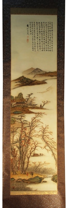 Yano Tetsuzan Autumn Landscape Silk Kakejiku Japanese Hanging (1 of 1)