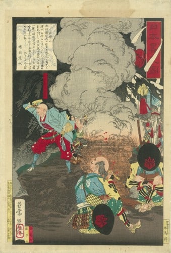 Original 1879 Japanese Woodblock Print Toshinobu Uesugi Kenshin Samurai Warrior (1 of 1)