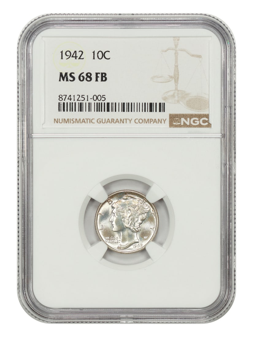 1942 10C NGC MS68FB - Mercury Dime (1 of 4)