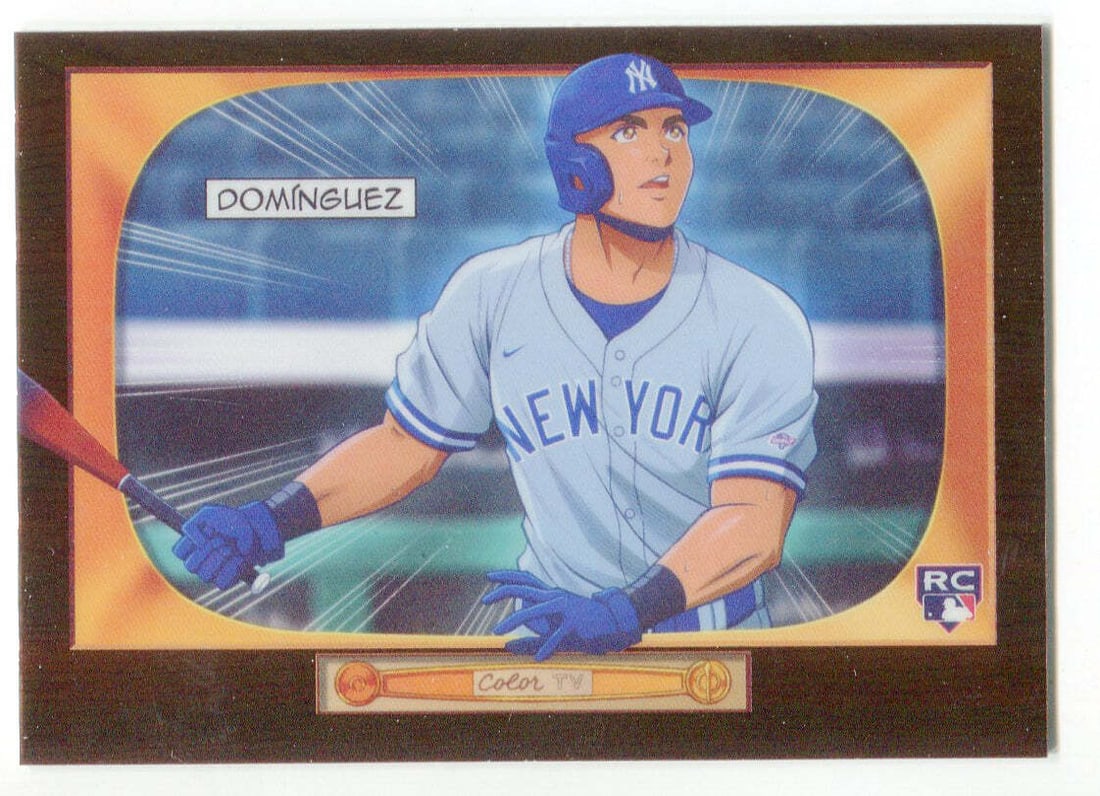 Rookie card hit case anime Bowman Topps 2024 Dominguez BA-15: Rookie card hit case anime Bowman Topps 2024 Dominguez BA-15 Jasson Dominguez 2024 Topps Bowman 1955 Anime Case Hit Rookie Card BA-15 features a stunning 1955 anime design, making it a highly