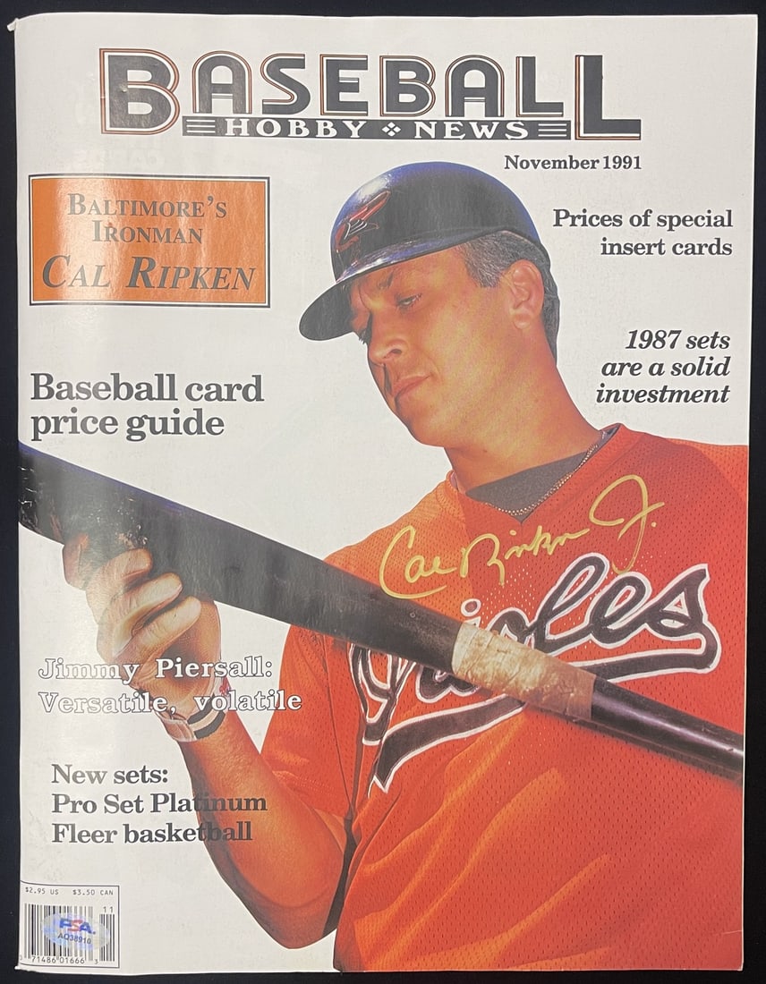 Hobby News Magazine Cal Ripken Jr HOF Signed Baseball 1991 Orioles PSA 205148 (1 of 3)