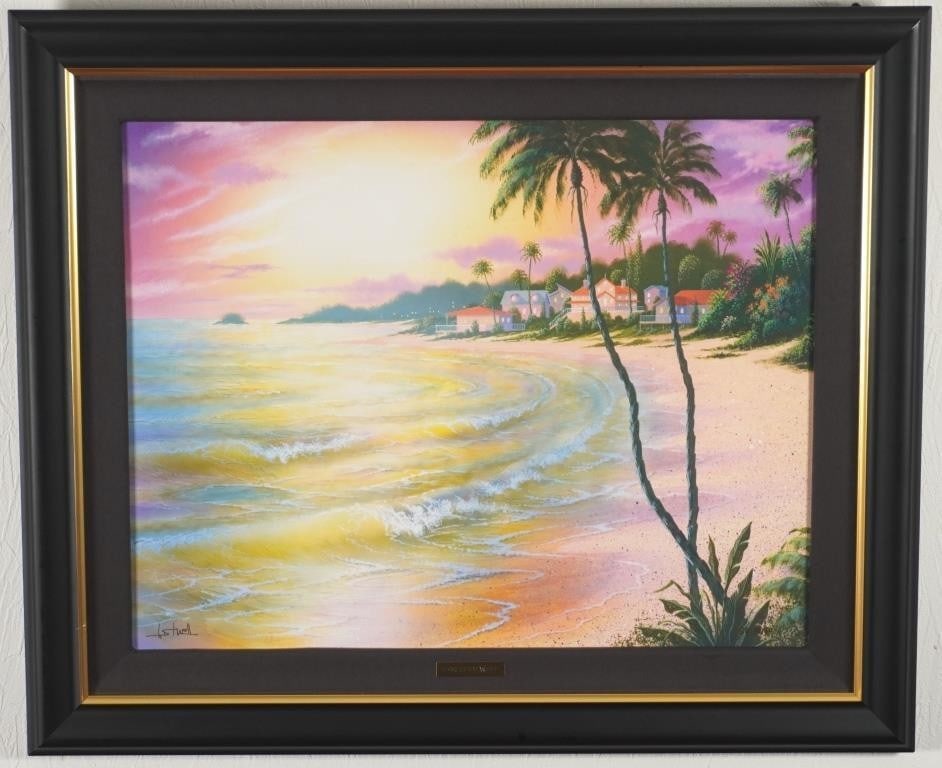 Ken Shotwell Signed Mixed Media Framed Seascape at Sunset Beach (1 of 9)