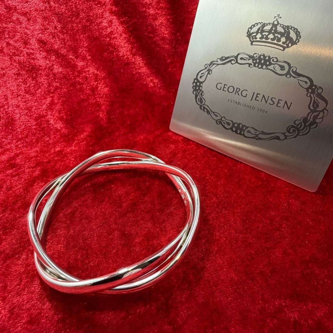 Rare Sterling Silver Twist Design Bangle Bracelet by Georg Jensen (1 of 18)