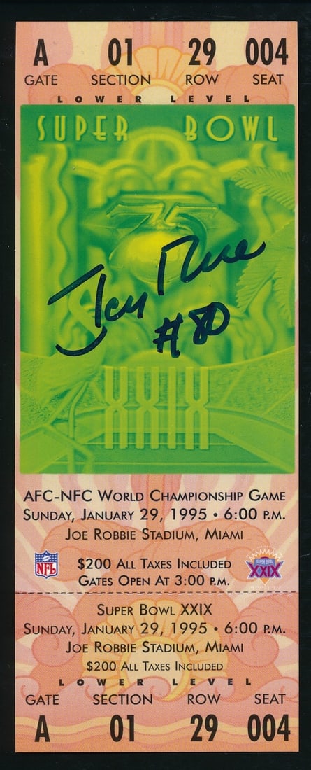 Full Super Bowl Jerry Rice Auto Signed Replica HOF XXIX JSA Ticket (1 of 3)