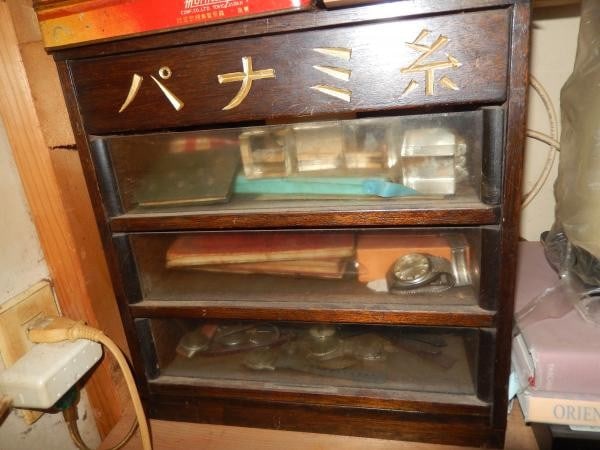 Showa Retro Antique Display Cabinet Japan Vintage Wooden Thread Case Panami (1 of 1)